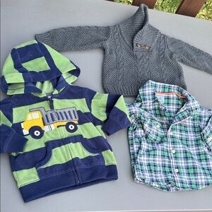 6m baby boy sweater little bundle jacket and button up Plaid carters